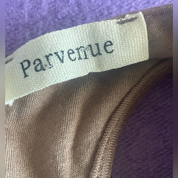 Parvenue Taupe Ruched Twist Bodycon Midi Dress Racerback Zip Back Size S - Picture 5 of 9